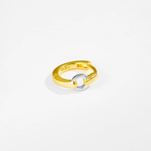 Minimalist S925 sterling silver hoop earrings with dual-tone gold and silver finish
