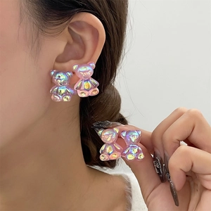 Irisierende lila Harz-Gummibärchen-Ohrringe mit Aurora-Metall-Finish für Damen