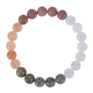 Bohemian seven chakras beaded bracelet with natural tiger eye and yoga crystals on white