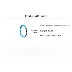 Detail view of 19cm beaded bracelet with 0.7cm blue crystal and black onyx stones