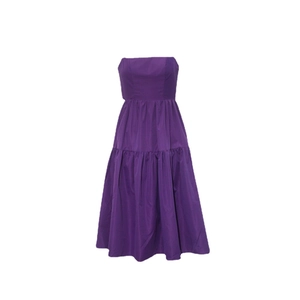Robe longue bohème violette à volants et bustier avec nœuds pour vacances d'été
