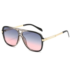 Oversized Aviator Sunglasses For Women Men PC Frame Metal Temples Double Bridge Gradient Retro UV Protection Driving