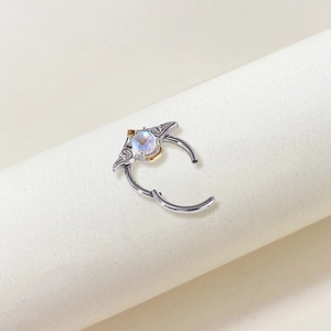 Septum ring with bee design and iridescent gem set in gold and silver finish