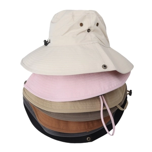 Quick-dry outdoor sun hat set with wide brim, metal vents and adjustable wind ropes