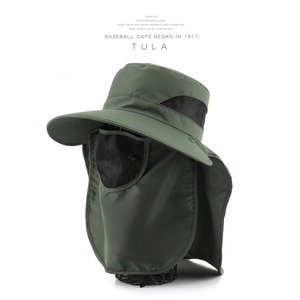 Outdoor Sonnenhut Mit Gesichtsmaske Und Nackenschutz Schnelltrocknend UV-Schutz Große Krempe Atmungsaktiv Angeln Wandern Unisex