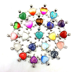 Schildpad Hanger Legering Hart Natuursteen Kristal Amethist Rozenkwarts Mode Schattig Dier DIY Sieraden Accessoire