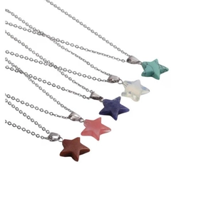 Star Pendant Necklace Alloy Chain Natural Stone Resin Star Shape Minimalist Fashion Jewelry For Women