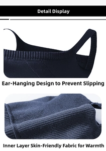 Detail view of the ear-loop design and skin-friendly warm inner fabric on a blue neck gaiter