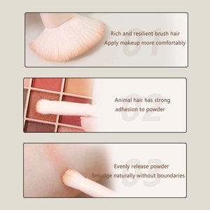 Detail view of soft gradient makeup brush bristles with dense texture and rich elasticity