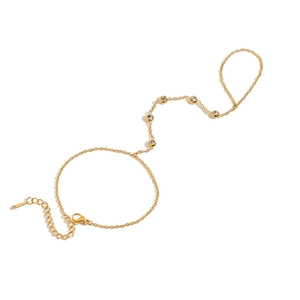 Elegant 18K gold plated stainless steel slave bracelet with five sparkling cubic zirconia stones