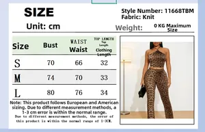 Tableau des tailles détaillé pour ensemble haut licou léopard et pantalon évasé chic