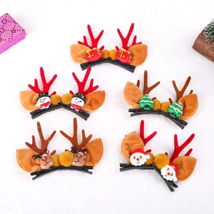Ensemble de pinces à cheveux bois de renne de Noël avec Père Noël et bonhomme de neige