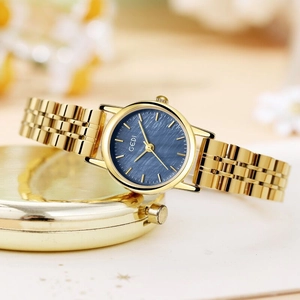 Elegante orologio GEDI oro da donna con quadrante in madreperla blu e cinturino in acciaio