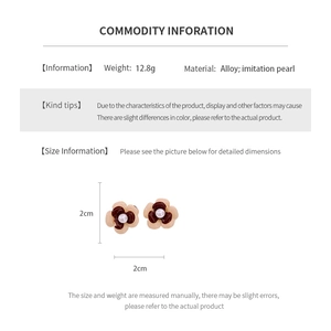 Detailed size chart for double-layer flower pearl earrings made of alloy and silver pin
