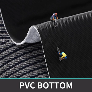 Detail shot of non-slip PVC bottom and textured surface on a durable black doormat