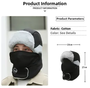Detailed close-up of winter trapper hat with dimensions 24x27cm and thermal fur lining