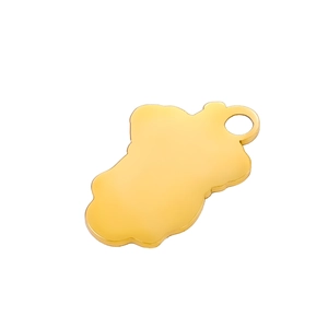 Polished gold stainless steel heart-shaped pendant detail with mirror finish