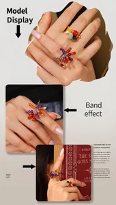 Detail showing 18k gold plated titanium steel ring with colorful baroque natural stones