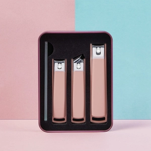 Professionelles 3-teiliges Nagelknipser-Set in Pink mit eleganter schwarzer Aufbewahrungsbox