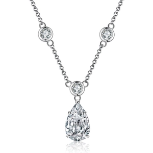 S925 sterling silver waterdrop pear-cut carbon diamond necklace for women