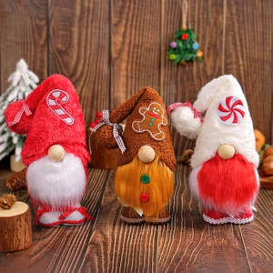 Christmas Gnome Plush Ornaments Faceless Doll With Candy Gingerbread Man Decor For Holiday Desktop Window Home Party
