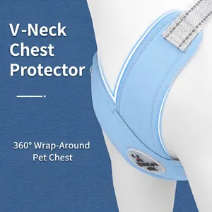 Sky blue V-neck dog harness with reflective safety straps and ergonomic 360 wrap design