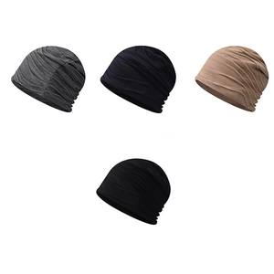 Versatile lace cotton beanies in four colors with pleated texture for men and women