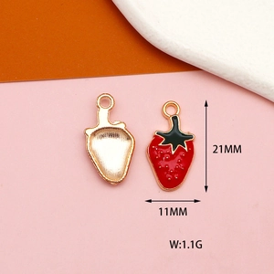 Vue détaillée de pendentifs fraises en alliage de 21mm x 11mm pour bijoux DIY