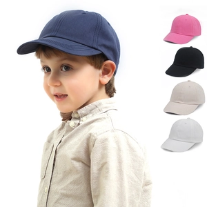 Classic solid color baseball caps for kids in navy blue pink beige and white colors
