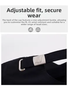 Close-up of adjustable metal buckle and strap on the breathable sports baseball cap