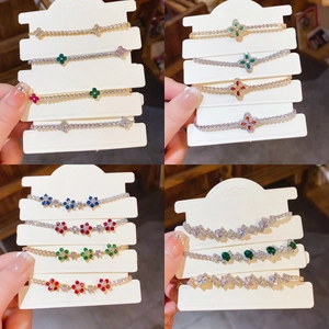 Vintage French Style Alloy Bracelet For Women Luxury Colorful Rhinestone Geometric Crystal Adjustable Elegant Hand Jewelry