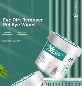 Detailed view of 130-count mild pet eye wipes for dog and cat tear stain removal