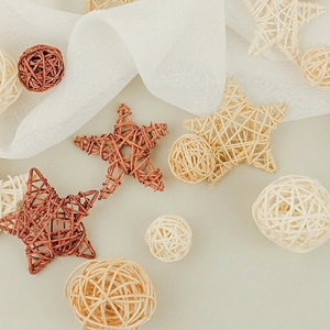 Handwoven rattan star and ball ornaments for Nordic home decor and photography props