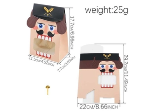 Nutcracker paper gift bag detail showing 3D assembled box and flat unfolded layout