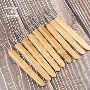Bamboo dreadlock crochet tool set with single, double, and triple heads in 0.5mm and 0.75mm