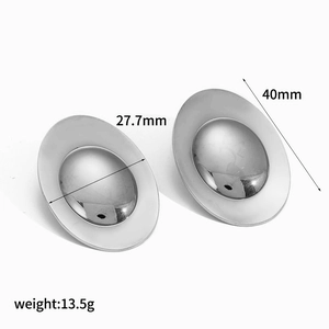 Detail view of 40mm minimalist stainless steel hoop earrings with size specifications