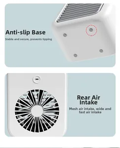Detail view of pet air cooler featuring non-slip base pads and back circular air intake vent