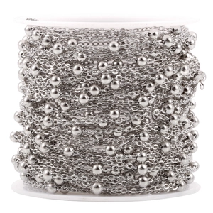 Roll of silver stainless steel ball cross chain on spool for DIY jewelry making accessories