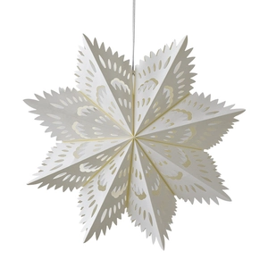 3D white paper star ornament with hollow patterns for Christmas tree decoration