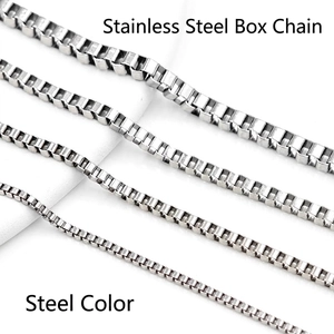 Polished stainless steel box chain necklaces in four different widths for women
