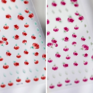 Watercolor Rose Flower Nail Stickers Ultra Thin Matte Transparent Self Adhesive Floral Decals DIY Manicure Japanese Style