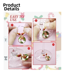 Detailed four-step guide on how to attach the Christmas wreath wine glass charm identifier