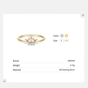 925 sterling silver golden crown ring with pink gemstone and zircon embellishments