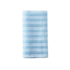 Japanese style light blue exfoliating back scrubber towel with mesh texture for bathing