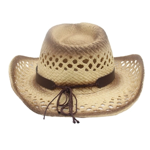 Breathable hollow-out western cowboy straw hat with sun protection for beach travel