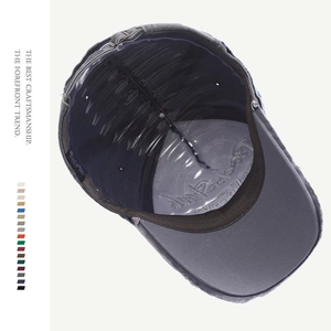 Close-up of washed cotton baseball cap interior detailing and 20 color options