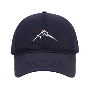 Navy blue breathable mesh baseball cap with mountain embroidery for outdoor sports
