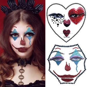 Halloween Face Gems Sticker Rhinestone 3D Acrylic Body Art For Cosplay Party Gothic Clown Style Accessories