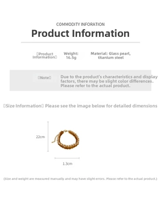 Detailed size chart showing length and width of vintage pearl titanium steel bracelet