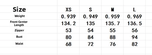 Detailed size chart for the sequin party dress including bust, waist, and length measurements